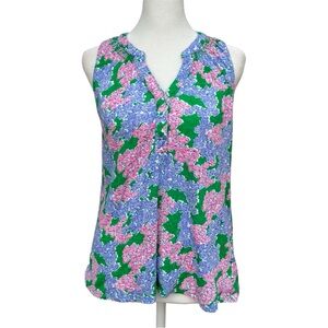 Crown & Ivy Hydrangea Floral Popover Cotton Sleeveless Top